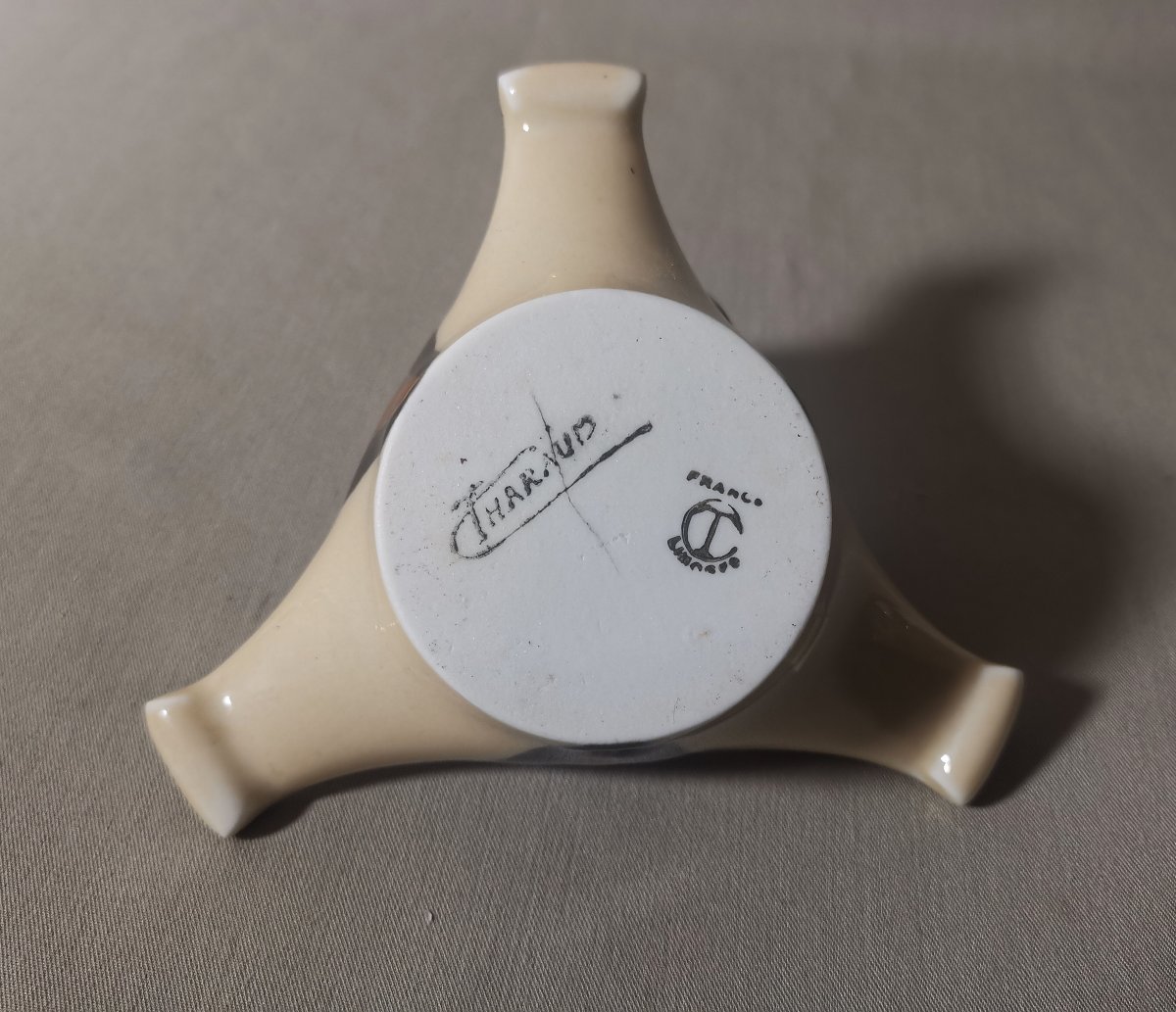 Camille Tharaud à Limoges, Brûle parfum d'Epoque Art Deco en Porcelaine Polychrome-photo-5