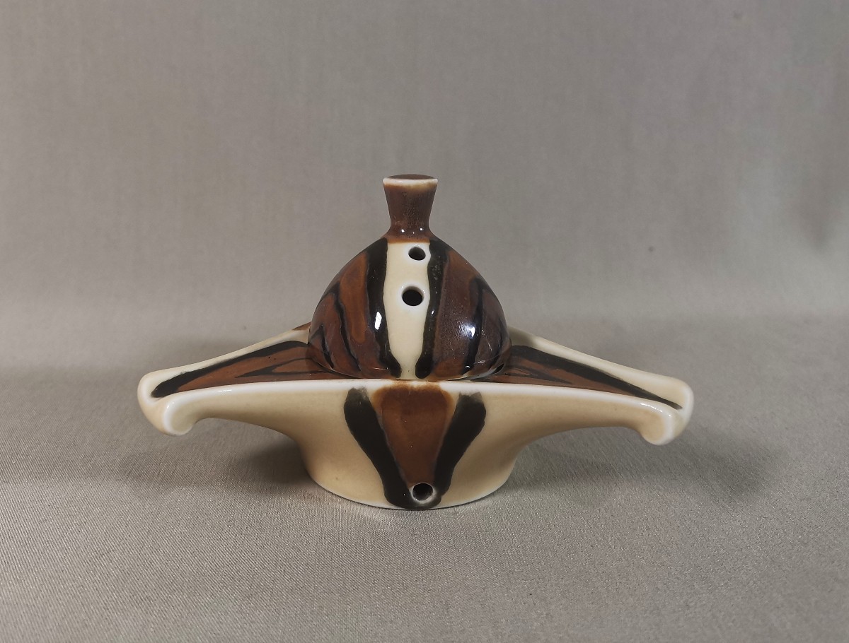 Camille Tharaud à Limoges, Brûle parfum d'Epoque Art Deco en Porcelaine Polychrome