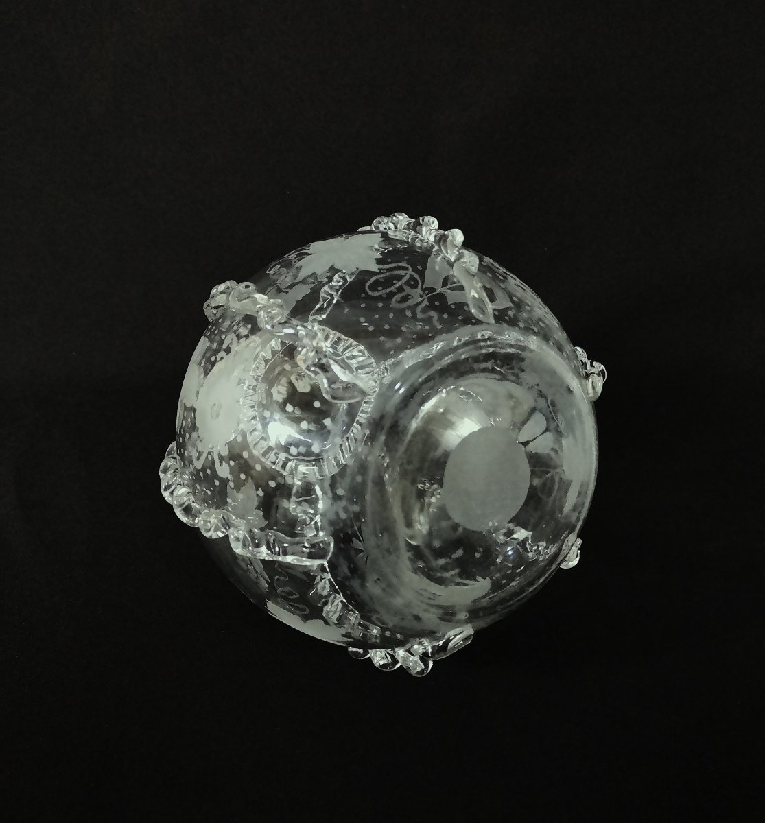 18th Century Dutch Carafe In Blown, Cut And Engraved Glass, Known As A Boule Hollandaise (dutch Ball)-photo-6