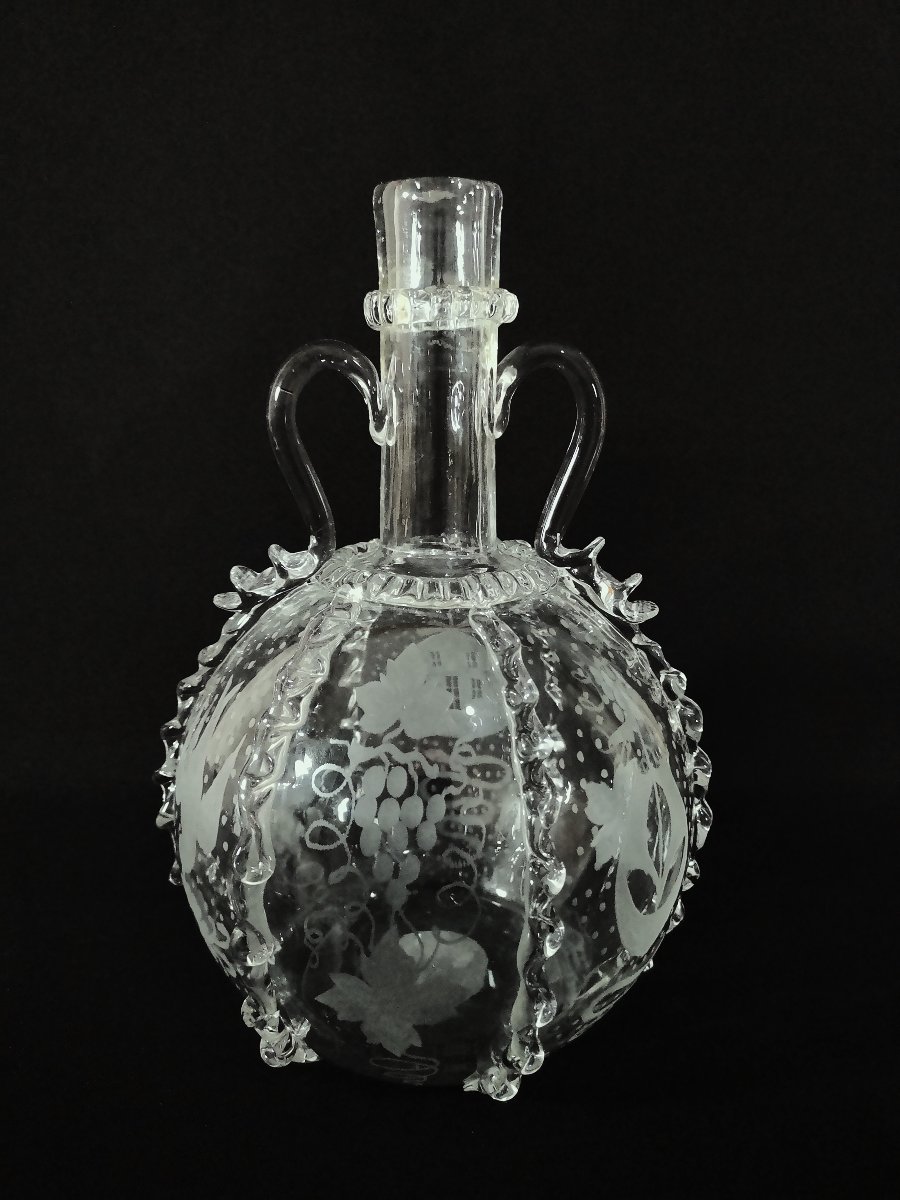 18th Century Dutch Carafe In Blown, Cut And Engraved Glass, Known As A Boule Hollandaise (dutch Ball)-photo-8