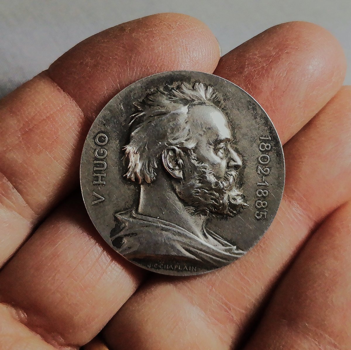Victor Hugo, Souvenir Du Centenaire, February 1802 -1902, Silver Medal, 17g32-photo-3