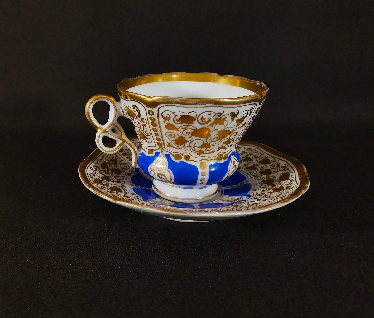 Tasse à Chocolat XIXe, Manufacture Porcelaine de Tiefenfurt ( Silésie) TPM Surmonté d'un Aigle-photo-4