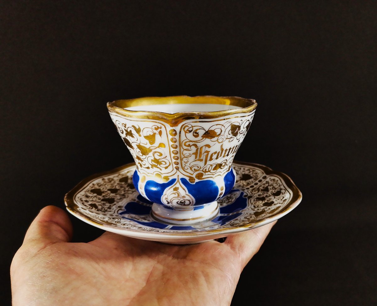 Tasse à Chocolat XIXe, Manufacture Porcelaine de Tiefenfurt ( Silésie) TPM Surmonté d'un Aigle-photo-6