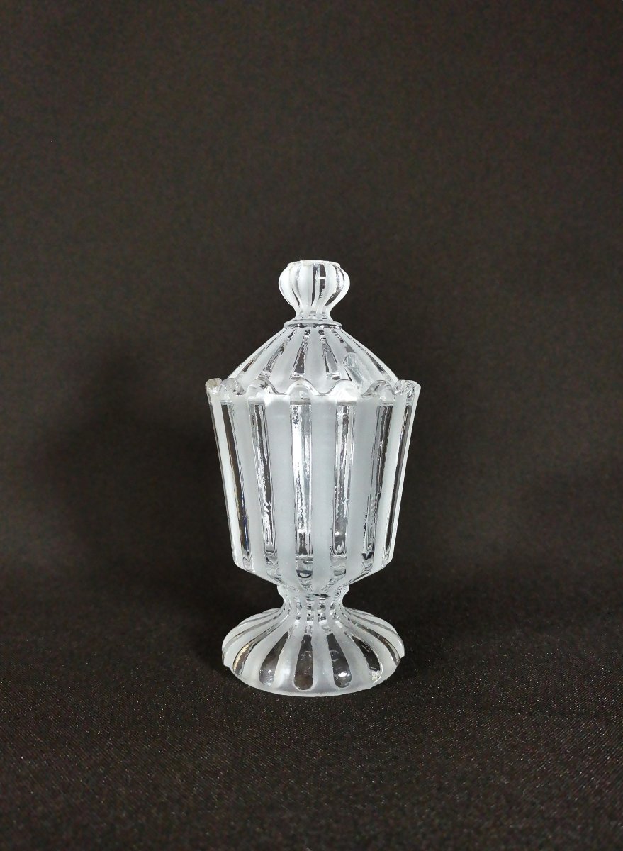 Cristal de Baccarat, Moutardier Ancien à Décor de Godrons et Cannelures, Signé-photo-2