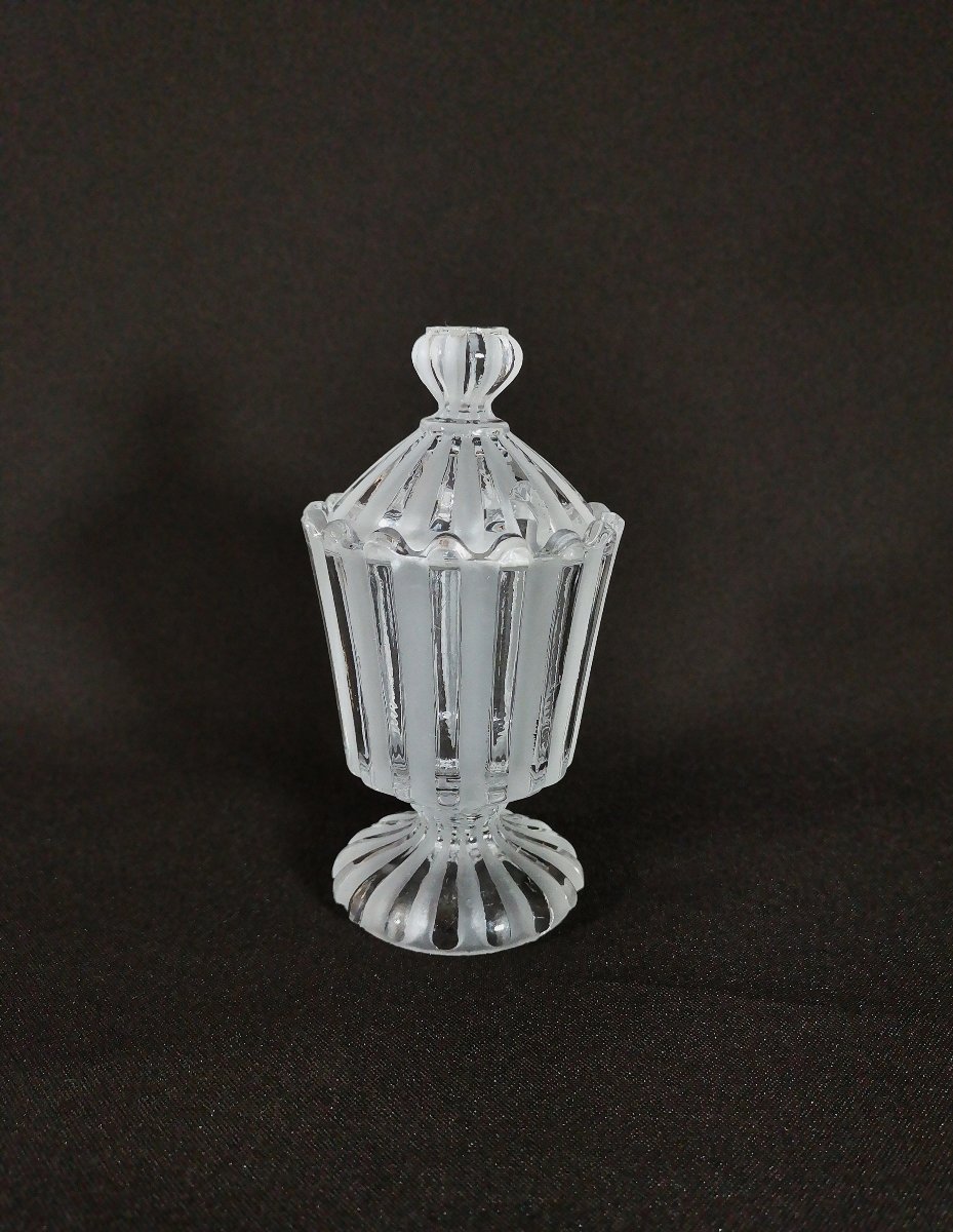 Cristal de Baccarat, Moutardier Ancien à Décor de Godrons et Cannelures, Signé-photo-3