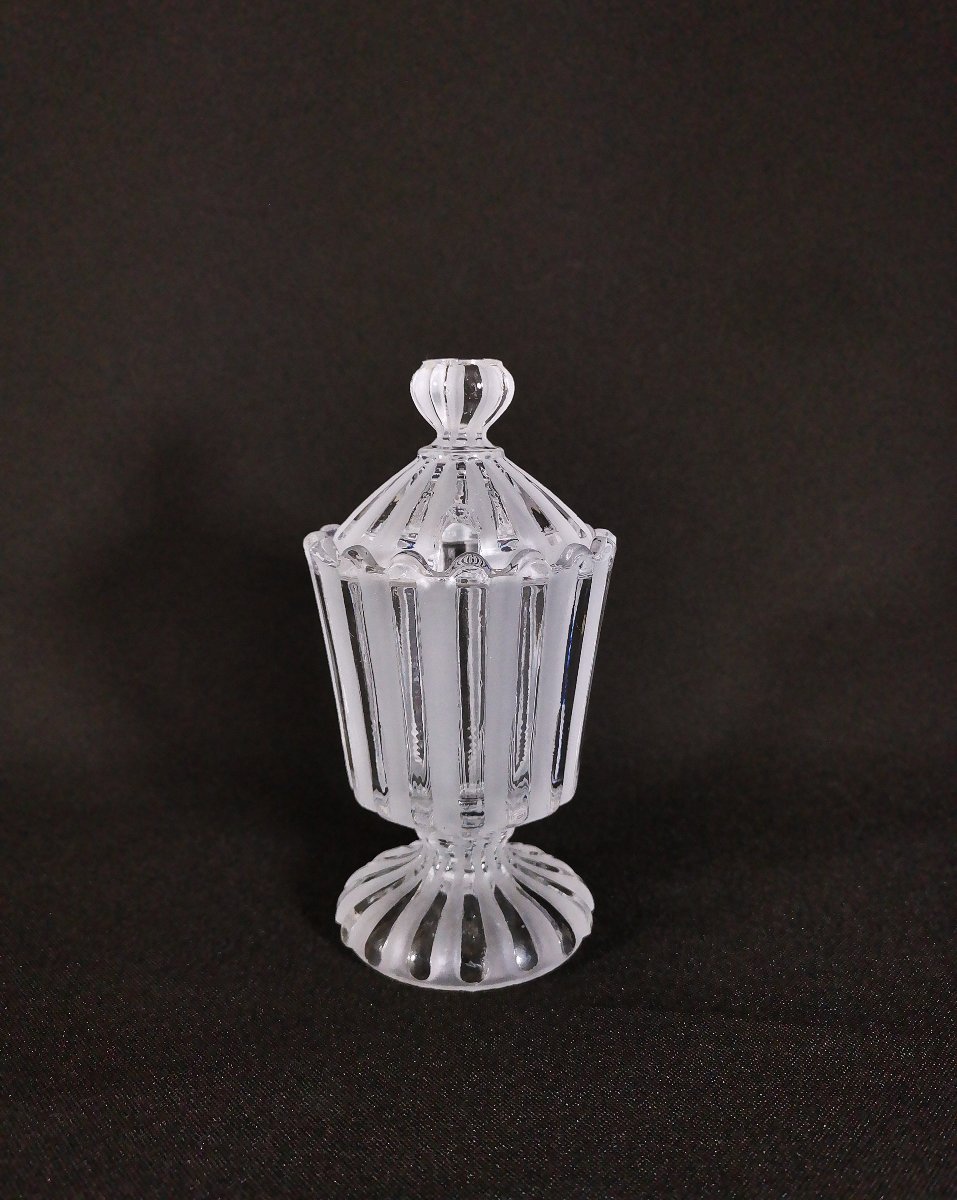 Cristal de Baccarat, Moutardier Ancien à Décor de Godrons et Cannelures, Signé-photo-1