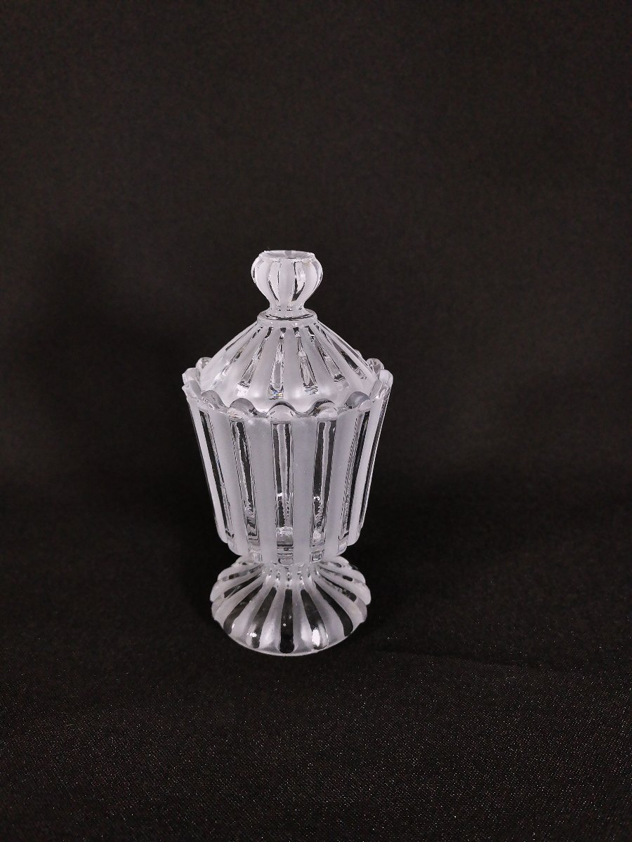 Cristal de Baccarat, Moutardier Ancien à Décor de Godrons et Cannelures, Signé-photo-2
