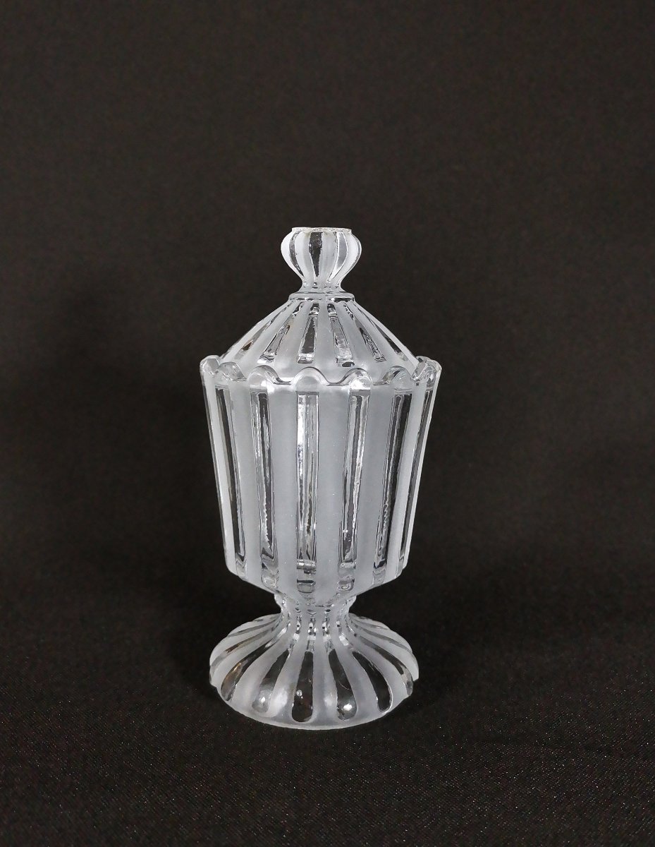 Cristal de Baccarat, Moutardier Ancien à Décor de Godrons et Cannelures, Signé-photo-3