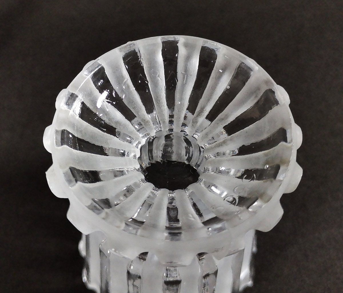 Cristal de Baccarat, Moutardier Ancien à Décor de Godrons et Cannelures, Signé-photo-6