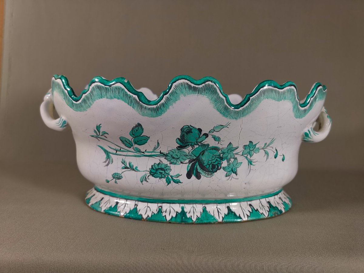 Antique Marseille Earthenware Glass Panel Decorated In "marseille Blue"-photo-4