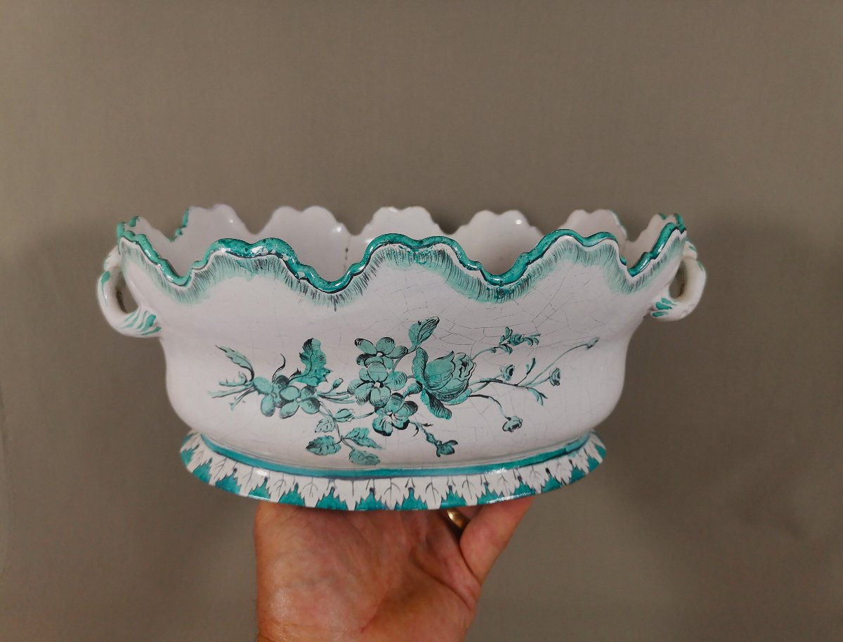 Antique Marseille Earthenware Glass Panel Decorated In "marseille Blue"-photo-1
