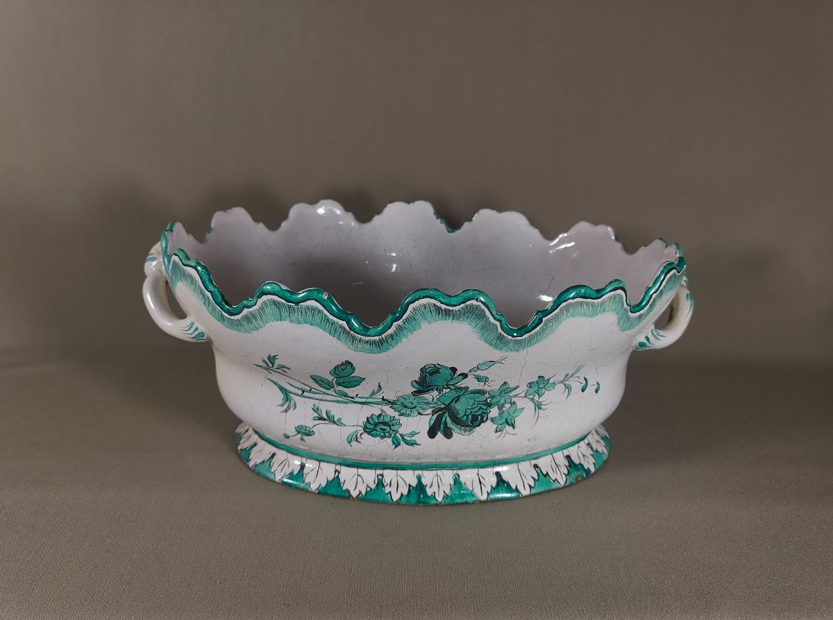Antique Marseille Earthenware Glass Panel Decorated In "marseille Blue"-photo-2