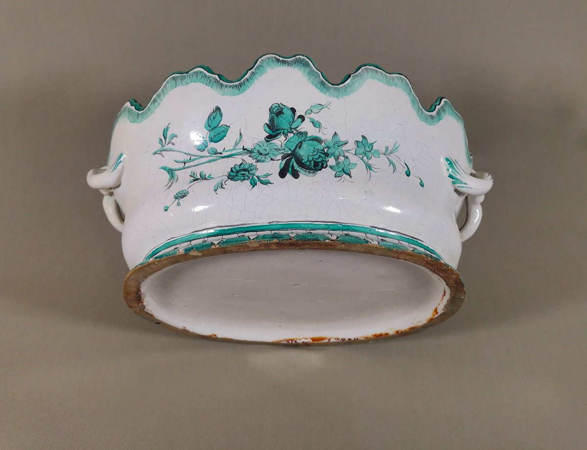 Antique Marseille Earthenware Glass Panel Decorated In "marseille Blue"-photo-7