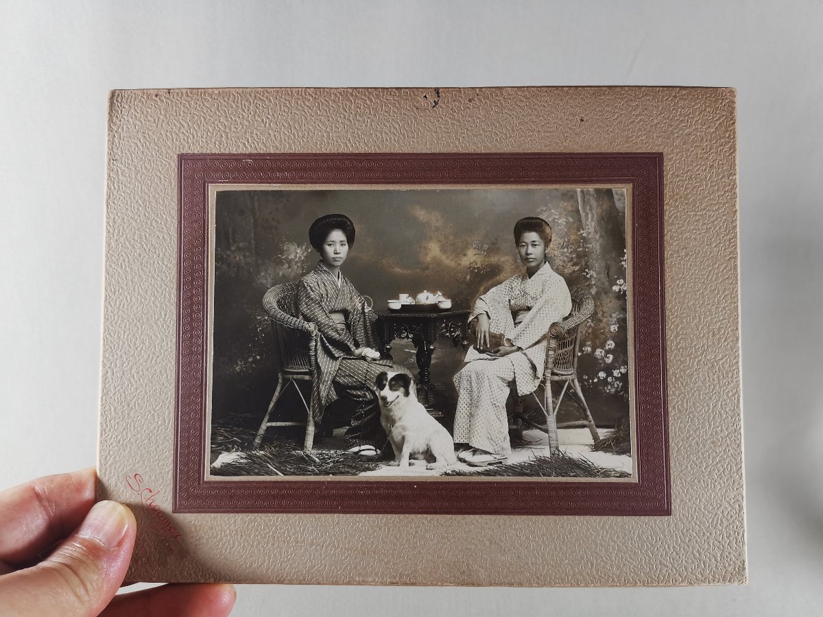 Vintage Photograph, Young Japanese Women At Tea Time, Signed By S. Choomer-photo-2