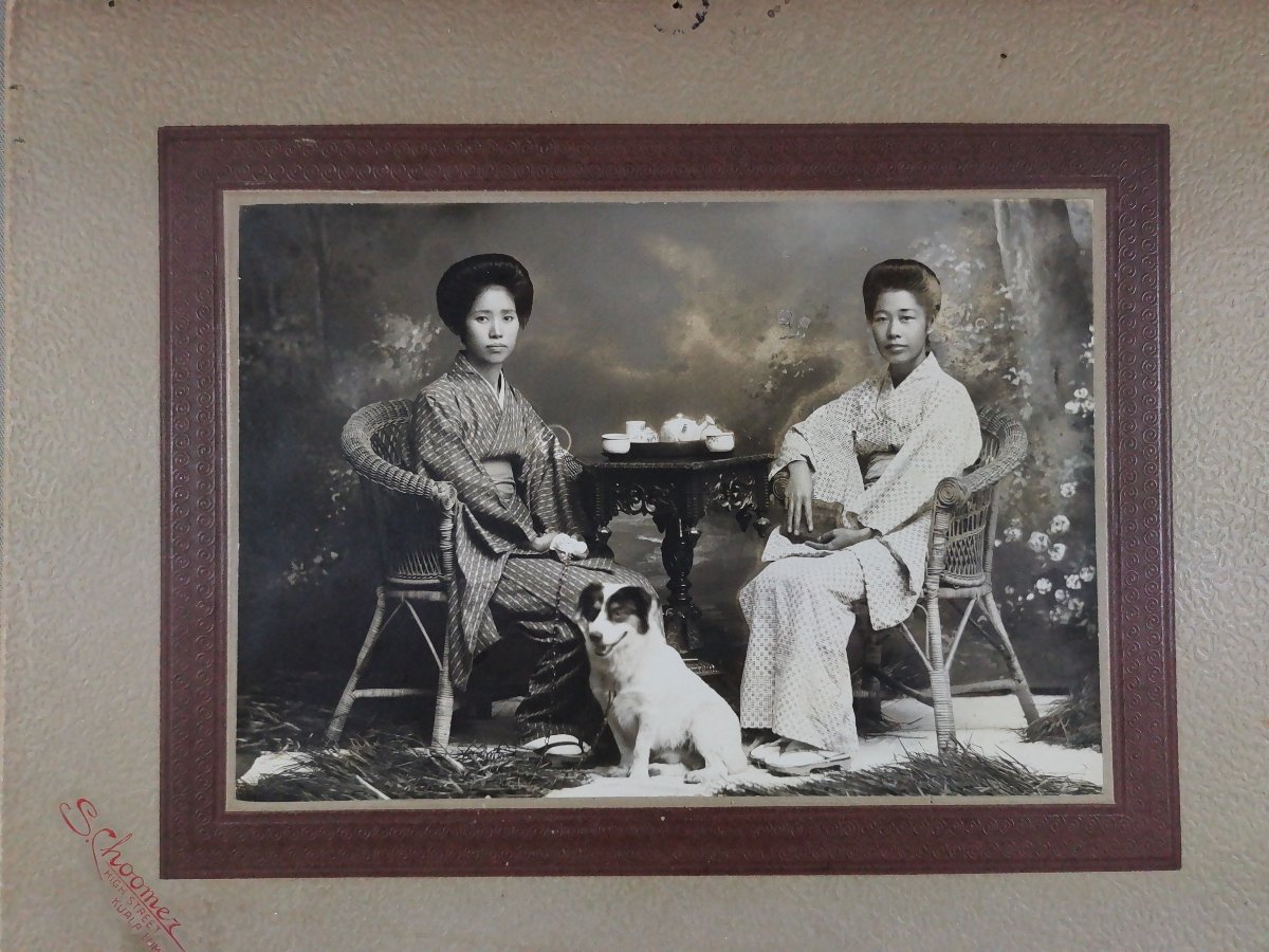 Vintage Photograph, Young Japanese Women At Tea Time, Signed By S. Choomer-photo-3