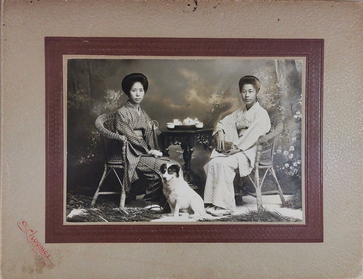 Vintage Photograph, Young Japanese Women At Tea Time, Signed By S. Choomer