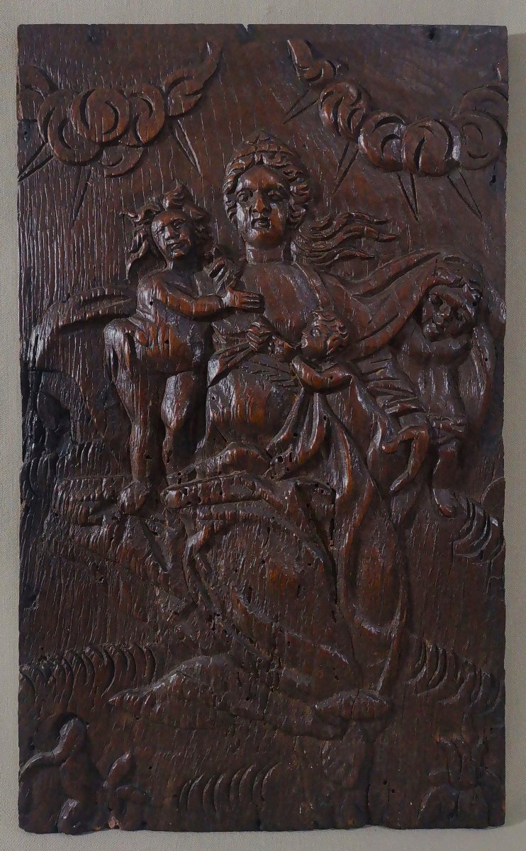 "the Charity"—carved Oak Panel, 17th/18th-century Flemish Work Based On A Painting By Hendrik Goltzius-photo-3