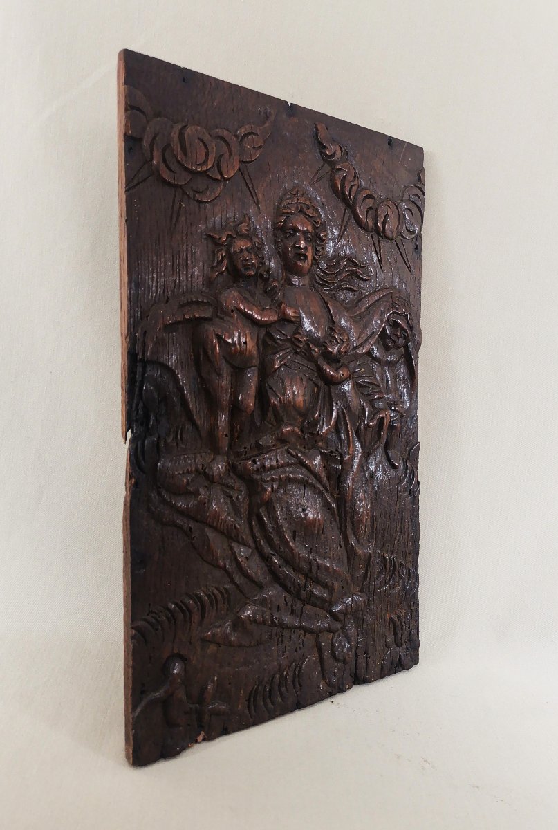 "the Charity"—carved Oak Panel, 17th/18th-century Flemish Work Based On A Painting By Hendrik Goltzius-photo-4