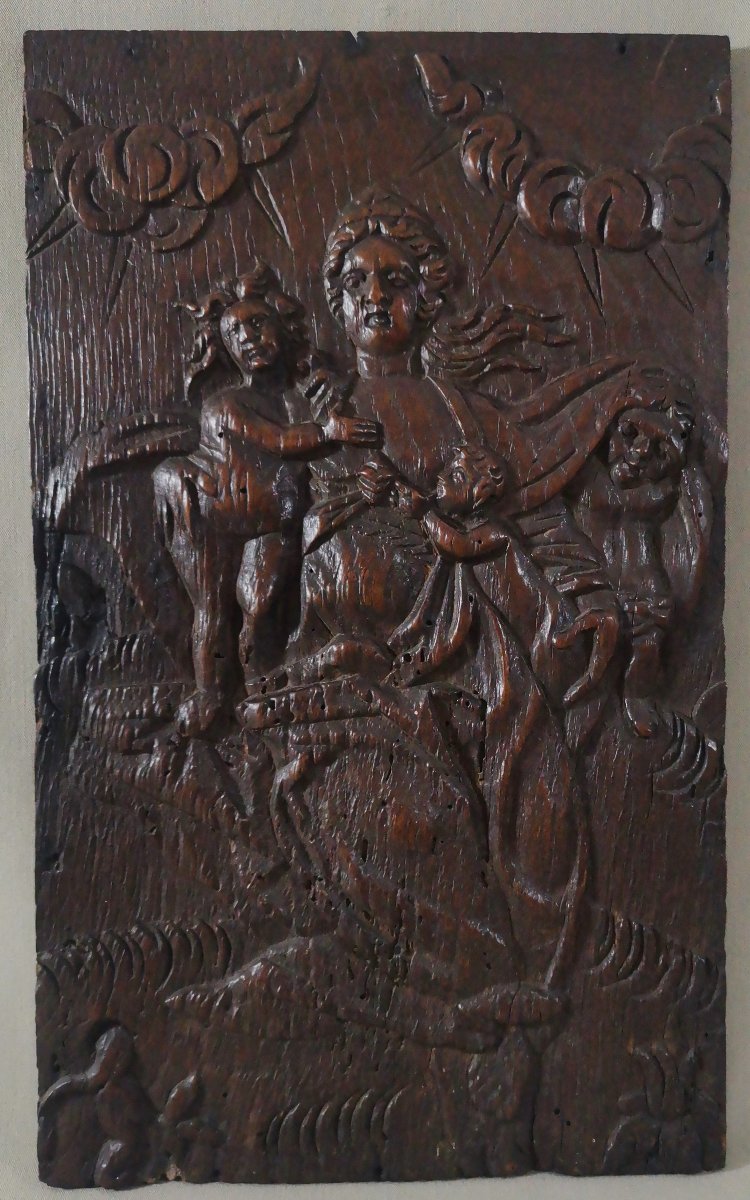 "the Charity"—carved Oak Panel, 17th/18th-century Flemish Work Based On A Painting By Hendrik Goltzius-photo-2