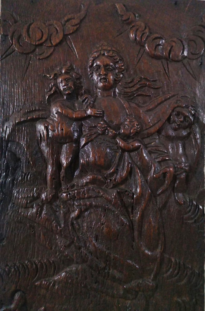 "the Charity"—carved Oak Panel, 17th/18th-century Flemish Work Based On A Painting By Hendrik Goltzius-photo-1