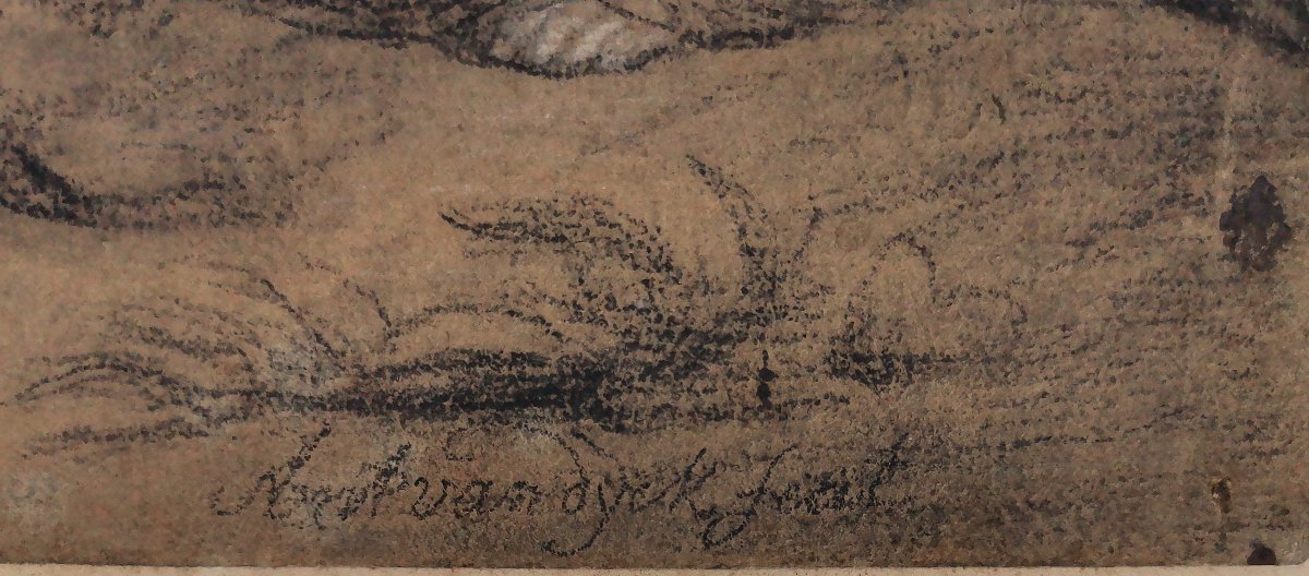 Dessin Ancien du XVII -XVIIIe " La Lamentation du Christ " portant la Signature  Anton Van Dyck-photo-6