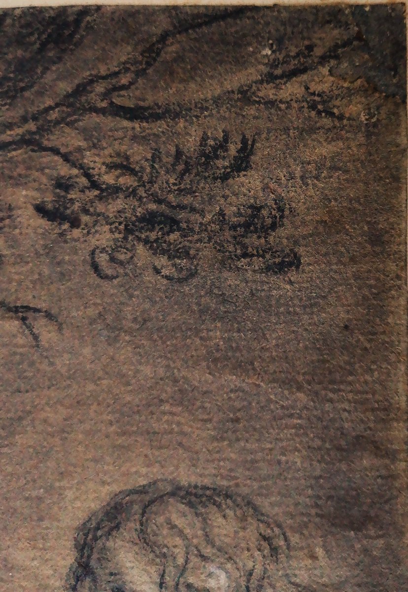 Dessin Ancien du XVII -XVIIIe " La Lamentation du Christ " portant la Signature  Anton Van Dyck-photo-8