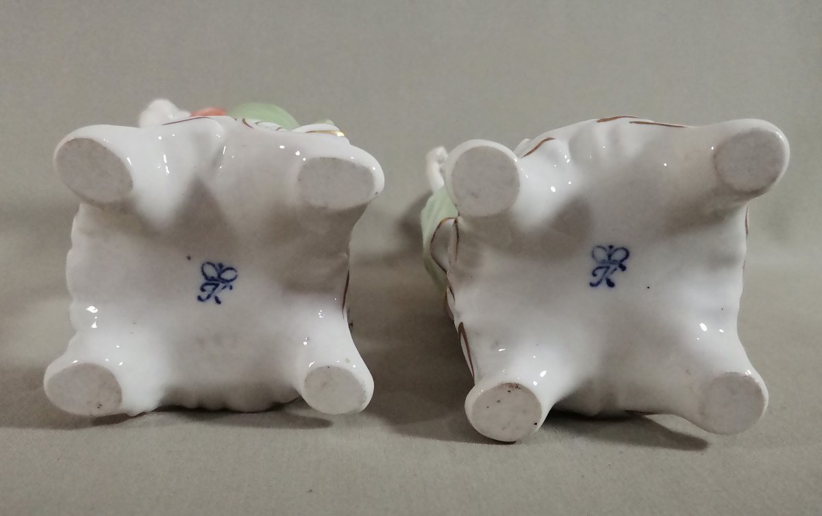 Couple de personnages Galants, Petite Jardinière, Porcelaine de Volkstedt  de  Rudolf Kammer-photo-8