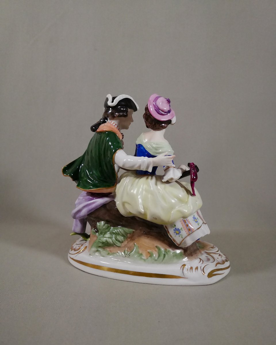 Pair Of Gallant Figures Musicians, Volkstedt Porcelain Manufactory, Designed By Rudolf Kämmer-photo-3