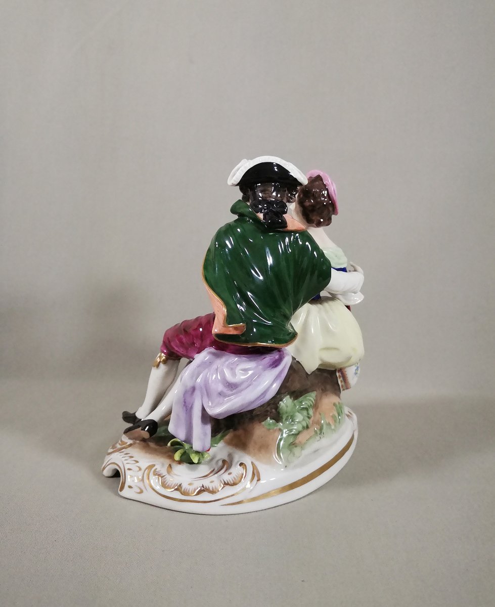 Pair Of Gallant Figures Musicians, Volkstedt Porcelain Manufactory, Designed By Rudolf Kämmer-photo-1
