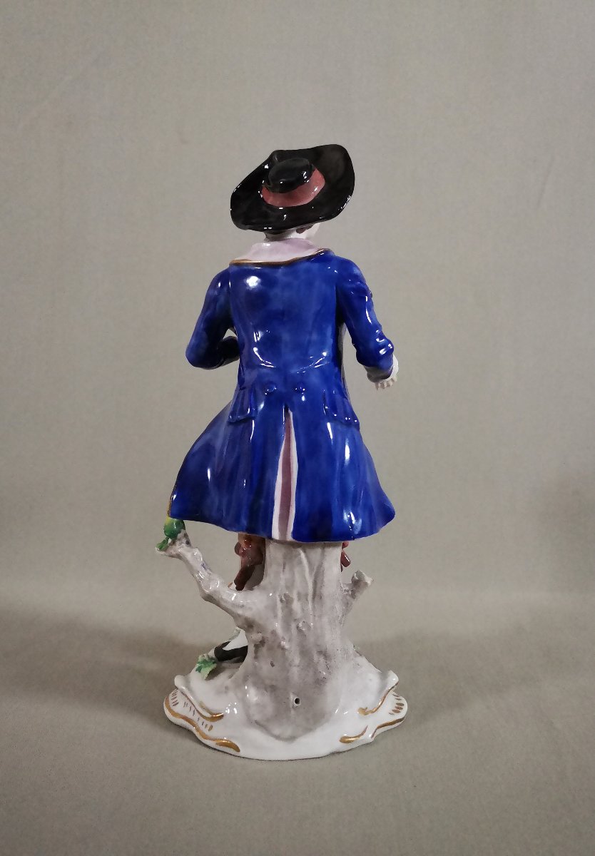 Figurine Galante, Le Petit Jardinier, Style XVIIIe, Manufacture de Sitzendorf  (Thuringe)-photo-3