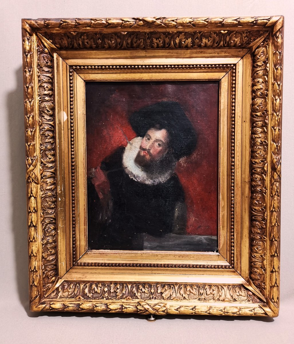 Huile sur Toile Ancienne, Portrait Présumé du Peintre & Maître Baroque Pierre Paul Rubens