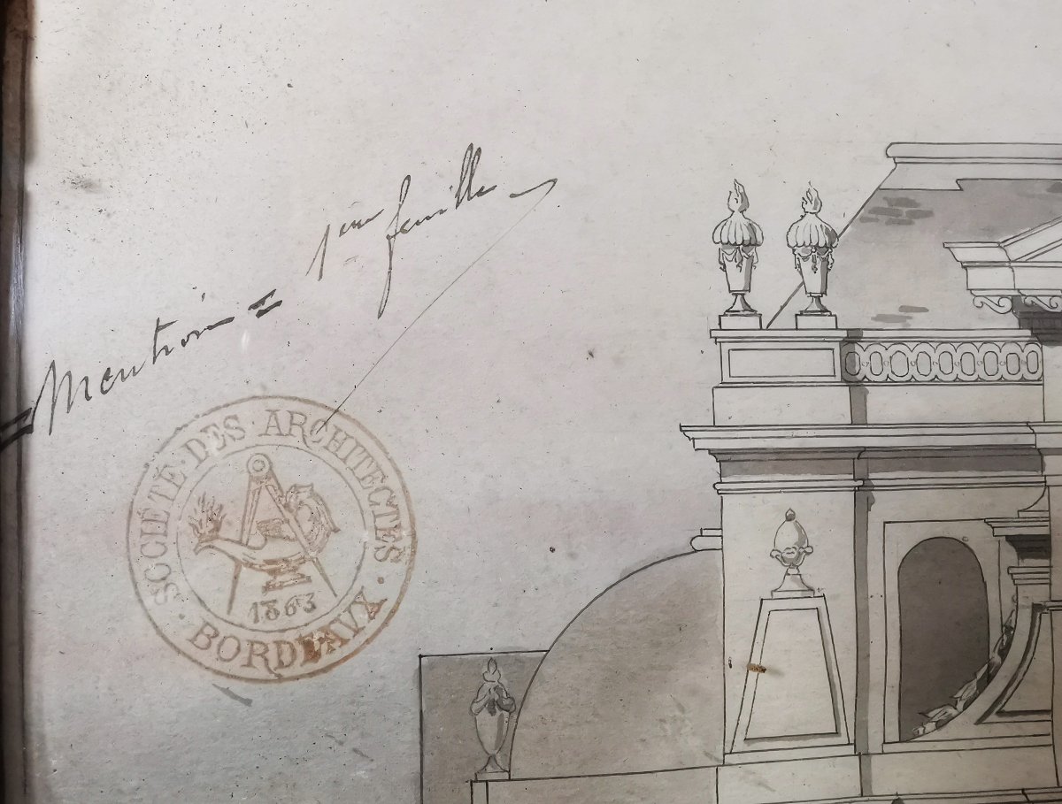 Dessin Ancien au Lavis d Encre, Architecte E. Saunier, Eglise de l Abbaye Royale de Penthemont-photo-7