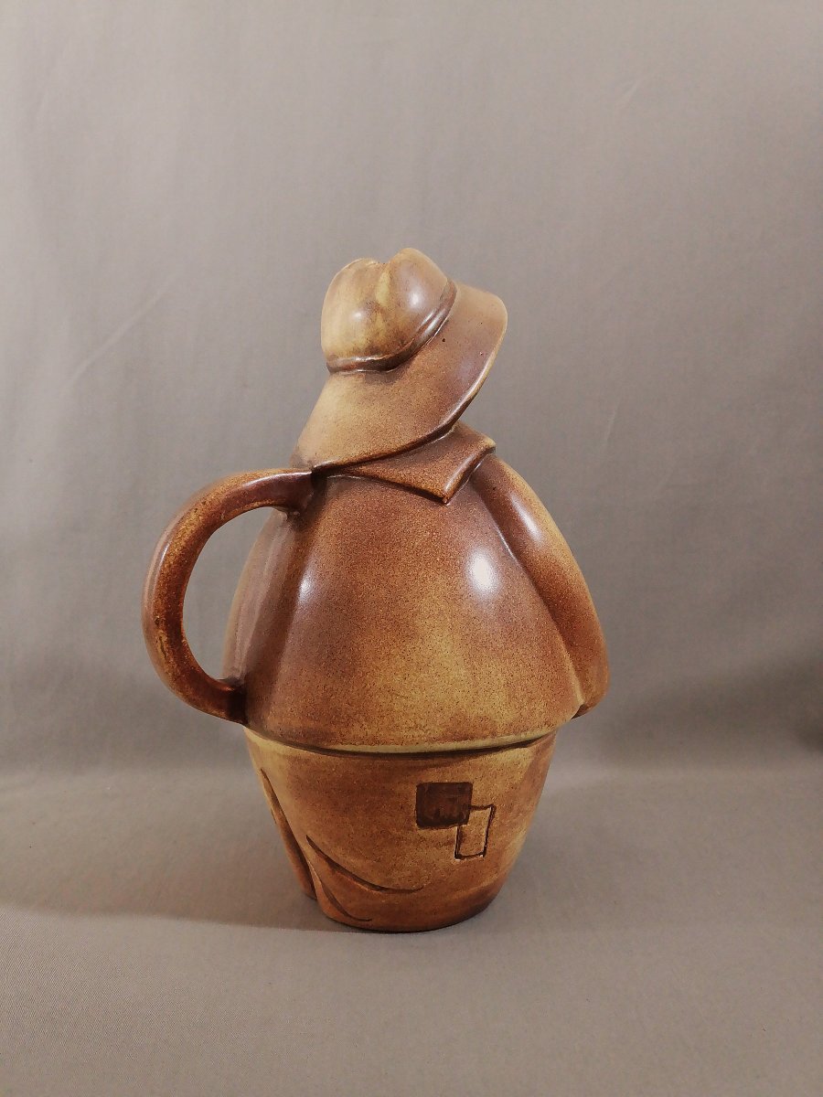 Marie Madeleine Jolly, Anthropomorphic Ceramic Pitcher Depicting A Fisherman, Signed On The Back-photo-4