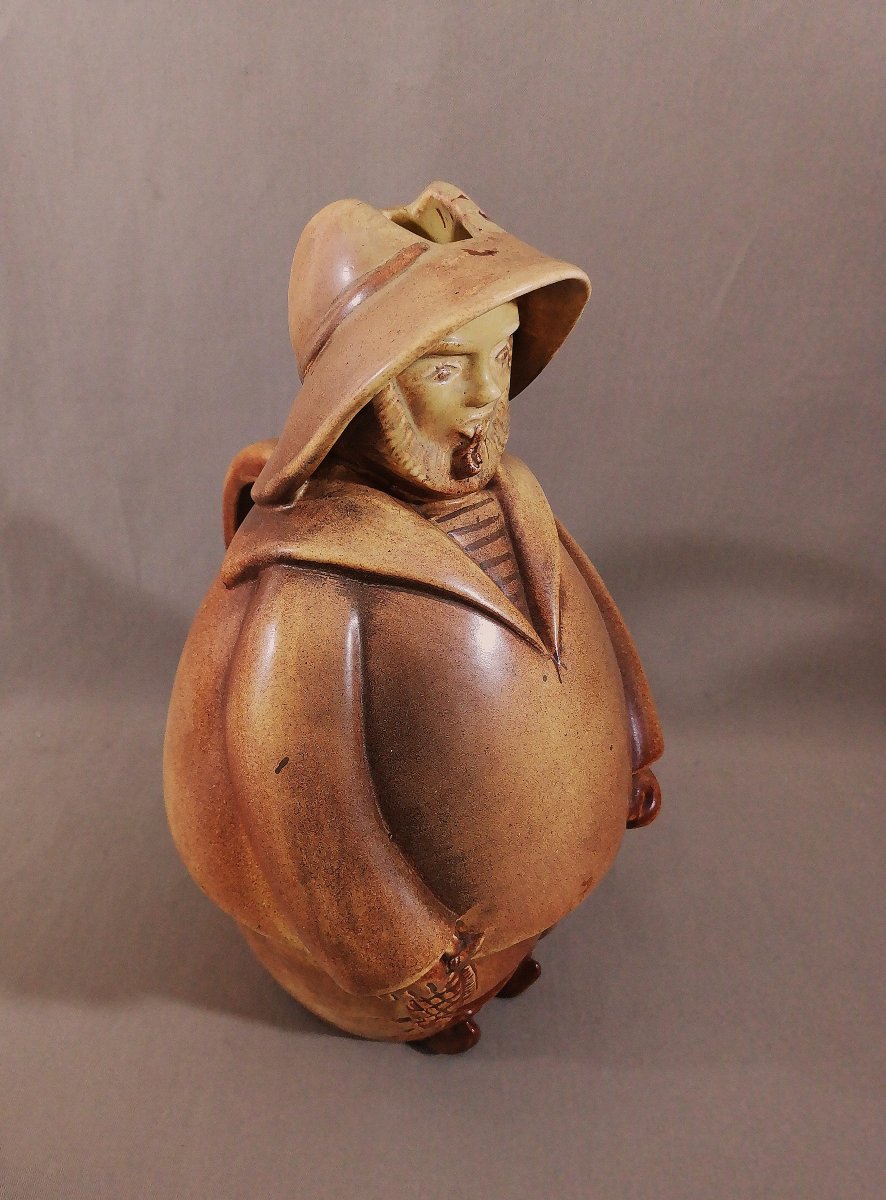 Marie Madeleine Jolly, Anthropomorphic Ceramic Pitcher Depicting A Fisherman, Signed On The Back-photo-7