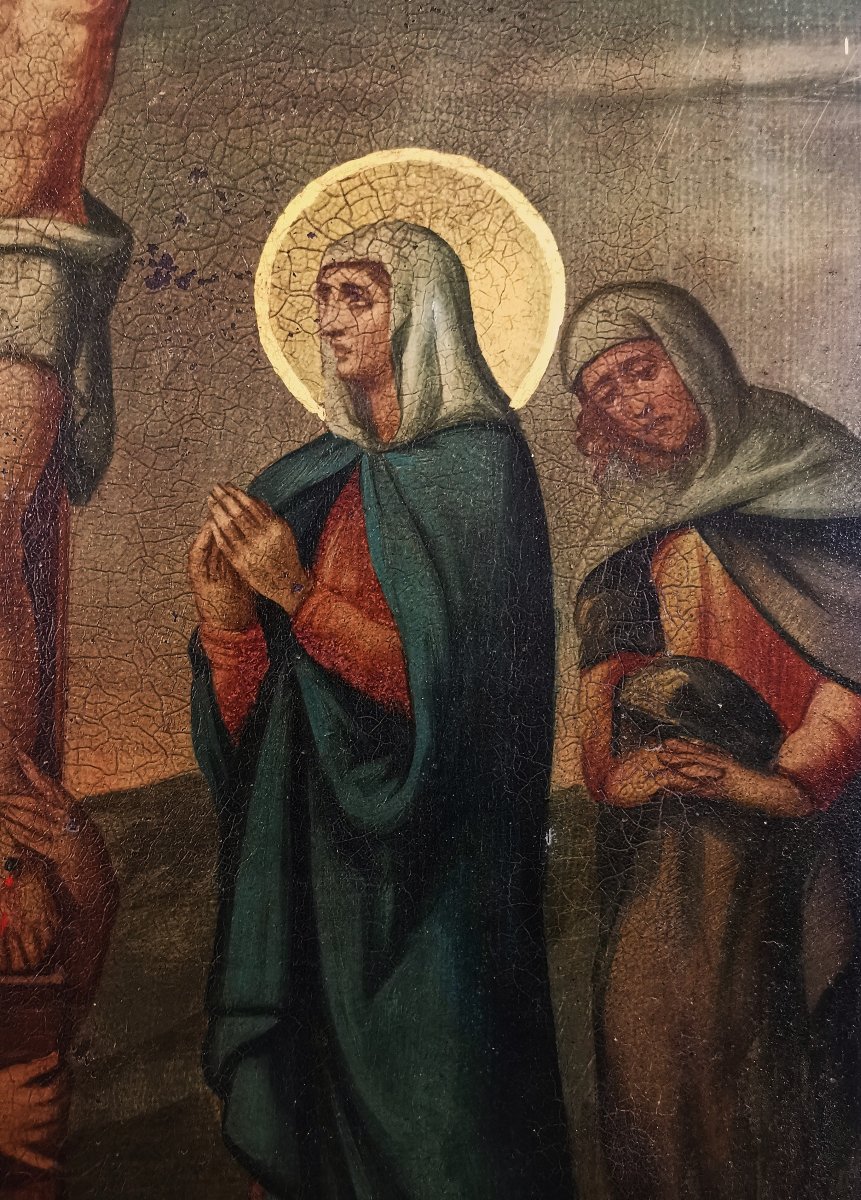La Crucifixion de Jésus, huile sur plaque de Métal,  XIXe siècle, XIIe Station Chemin de Croix-photo-6