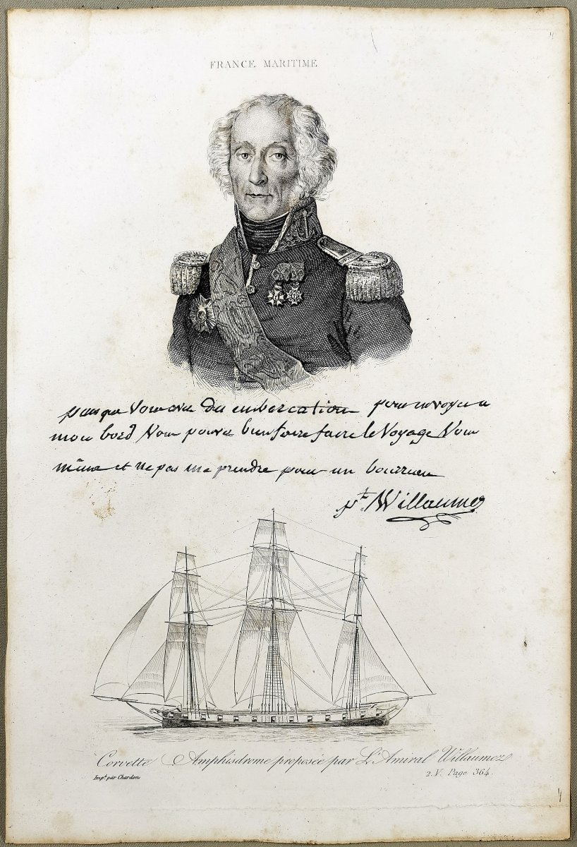 Portrait Of Jean-baptiste Philibert Willaumez—admiral Of The First Empire—amphisdrome Corvette