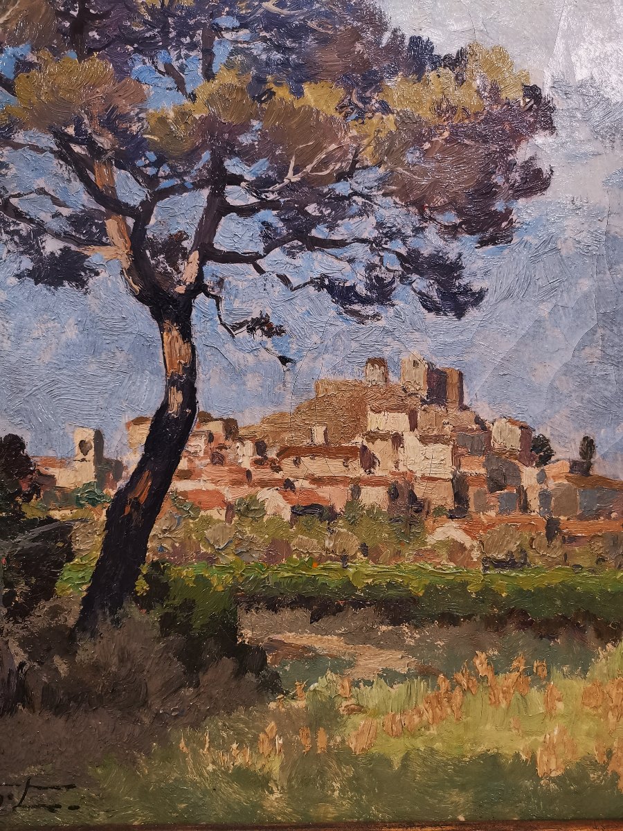 Etienne Robert (1875–1959), Swiss Painter, Provençal Landscape, The Village Of La Garde, Var-photo-4