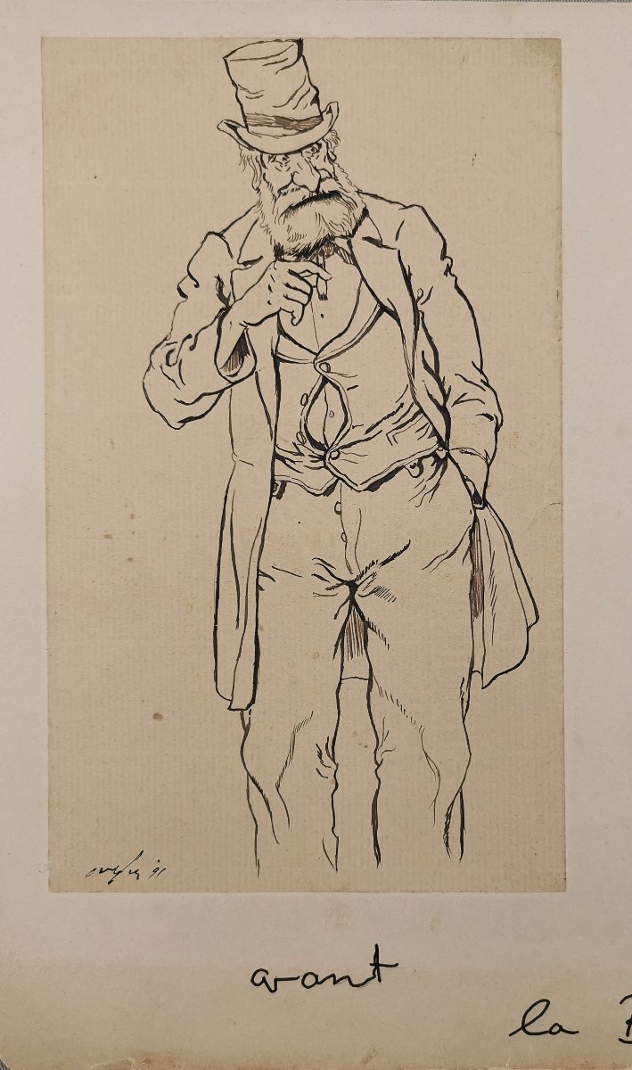 19th-century Satirical Pen-and-ink Drawing, Humorous Caricature, Before And After Stock Market-photo-2