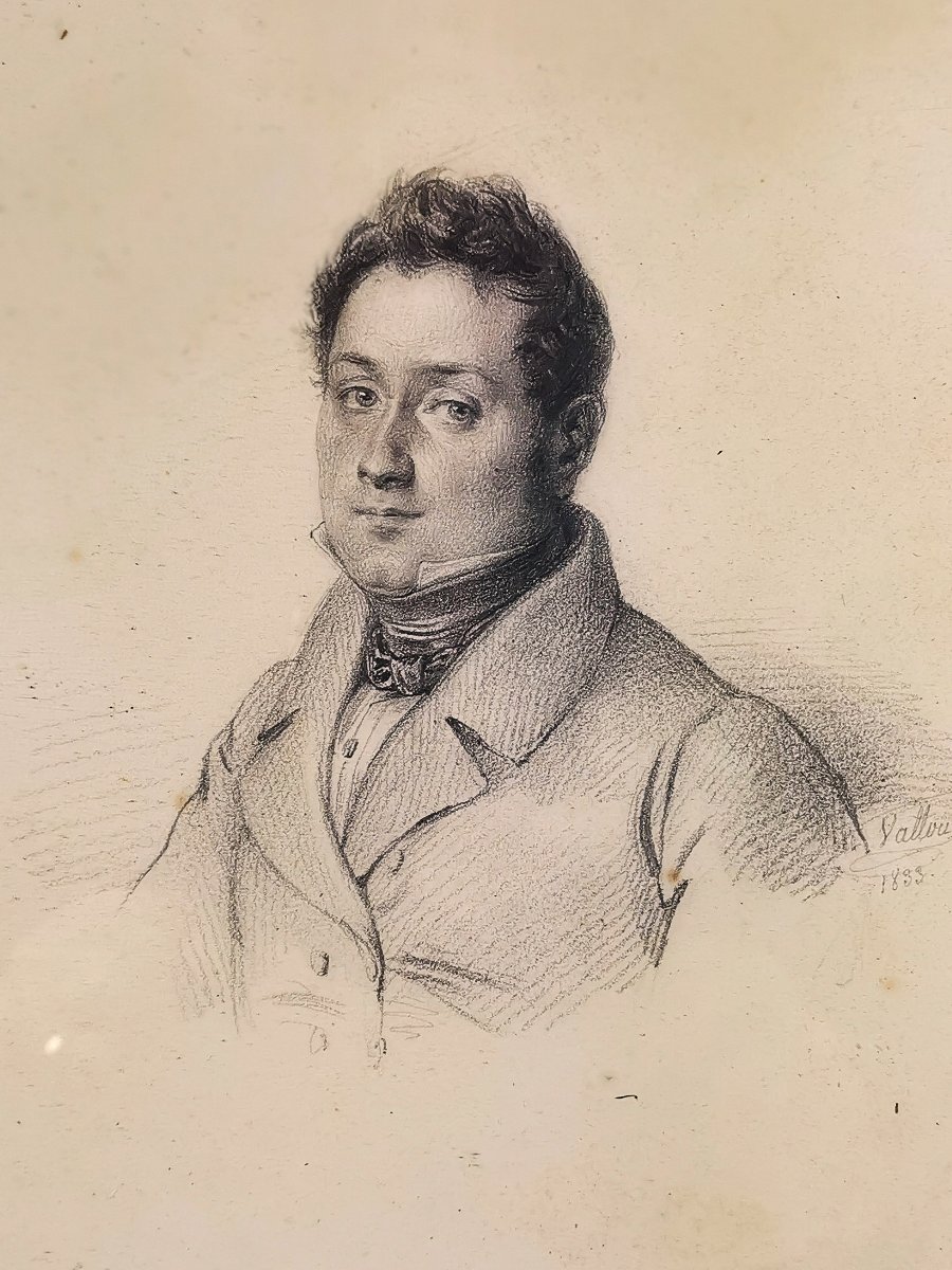 Dessin de Julien Vallou de Villeneuve ,  Portrait présumé du Compositeur Rossini Jeune -photo-4