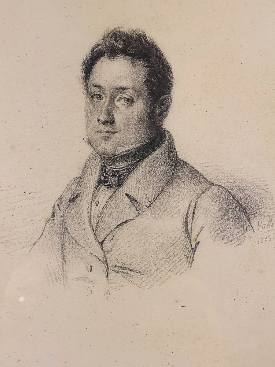 Dessin de Julien Vallou de Villeneuve ,  Portrait présumé du Compositeur Rossini Jeune -photo-1