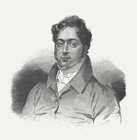 Dessin de Julien Vallou de Villeneuve ,  Portrait présumé du Compositeur Rossini Jeune -photo-6