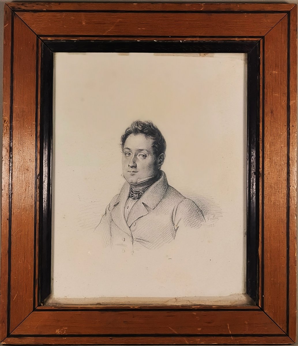 Dessin de Julien Vallou de Villeneuve ,  Portrait présumé du Compositeur Rossini Jeune 
