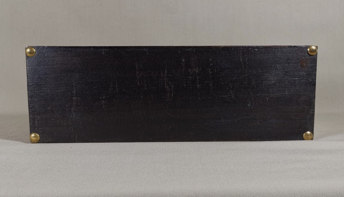 Coffret ou Boîte à Gants du XIXe, Napoléon III, Loupe de Thuyas, laiton, Capitonnage soie Rose-photo-7