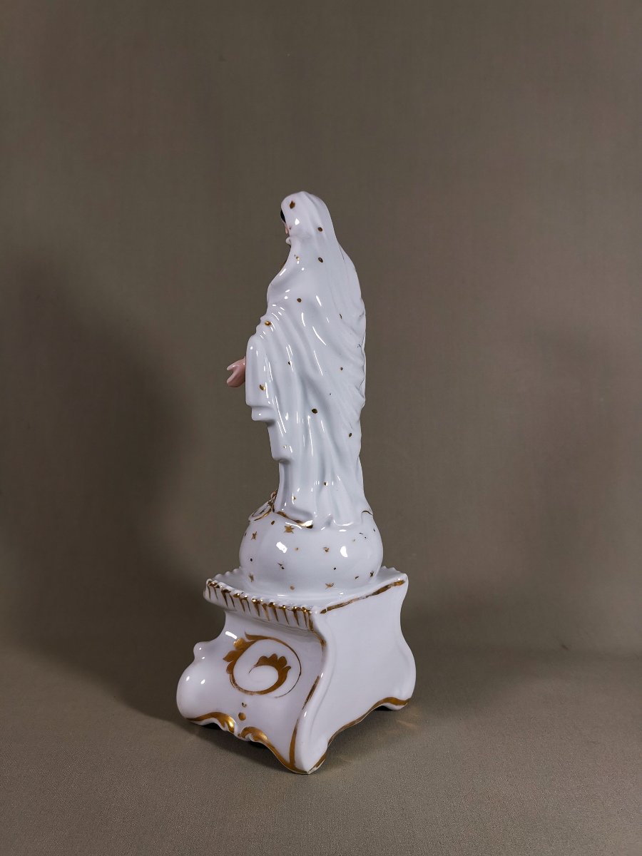 Vierge de Rédemption, Porcelaine de Paris, sur un Globe Etoilé  elle Foule aux Pieds le Serpent-photo-4