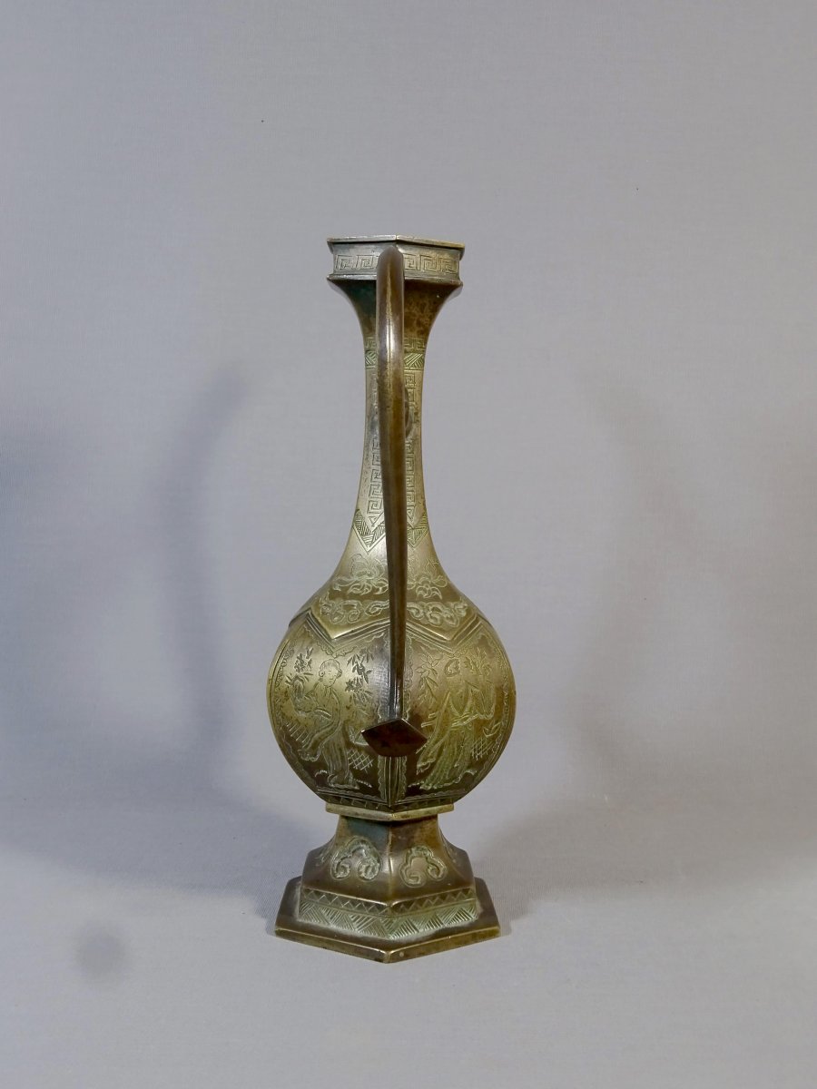 Bronze Ewer In Bronze Richly Decorated, For The Islamic Or Persian Market, Eighteenth Century-photo-3