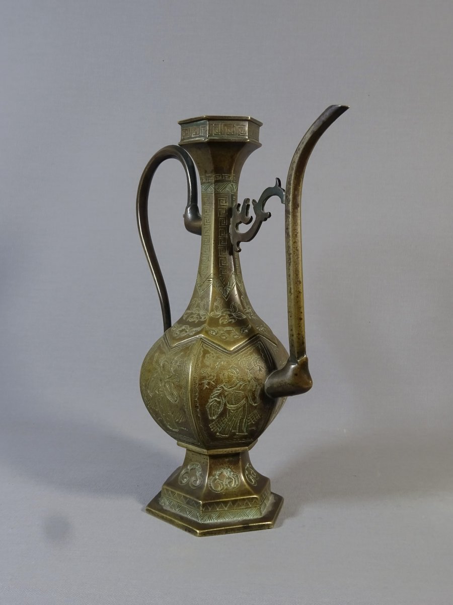 Bronze Ewer In Bronze Richly Decorated, For The Islamic Or Persian Market, Eighteenth Century-photo-2