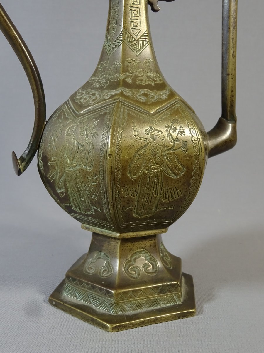 Bronze Ewer In Bronze Richly Decorated, For The Islamic Or Persian Market, Eighteenth Century-photo-5