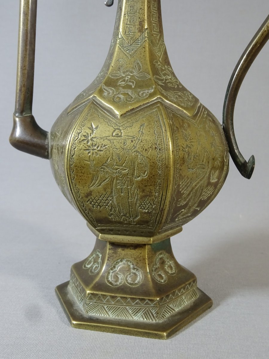 Bronze Ewer In Bronze Richly Decorated, For The Islamic Or Persian Market, Eighteenth Century-photo-8