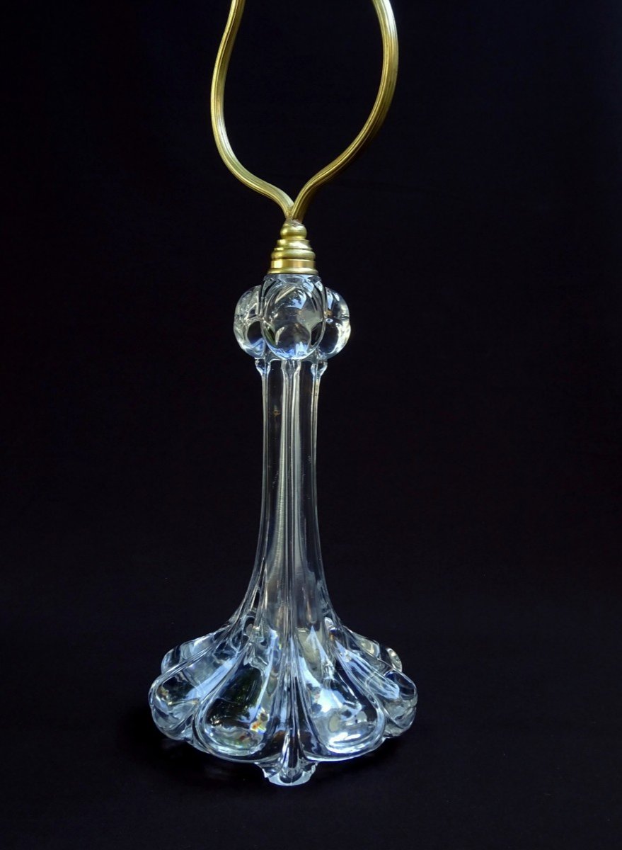 Cristal de Baccarat, Lampe Aux Tulipes de Belles Dimensions, Vers 1950-60, Signée Baccarat Déposé-photo-4
