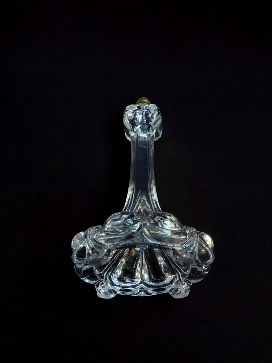 Cristal de Baccarat, Lampe Aux Tulipes de Belles Dimensions, Vers 1950-60, Signée Baccarat Déposé-photo-5